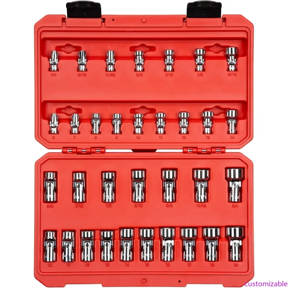 

Набор универсальных шестигранных головок TEKTON из 33 предметов с приводом 1/4–3/8 дюйма в кейсе, размеры от 1/4 до 3/4 дюйма и 6–19 мм