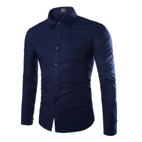 2021 New Men Casual Formal Shirts Slim Fit Shirt Top Long Sleeve Business Work Luxury Formal Shirts Size M L XL XXL XXXL