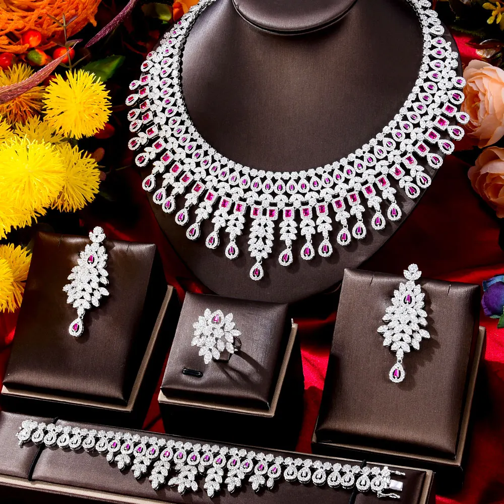 GODKI Famous Brand UAE Luxury Saudi Arabic Jewelry Set For Women Wedding Party Zircon Crystal Dubai Bridal Jewelry Set Gift 2022