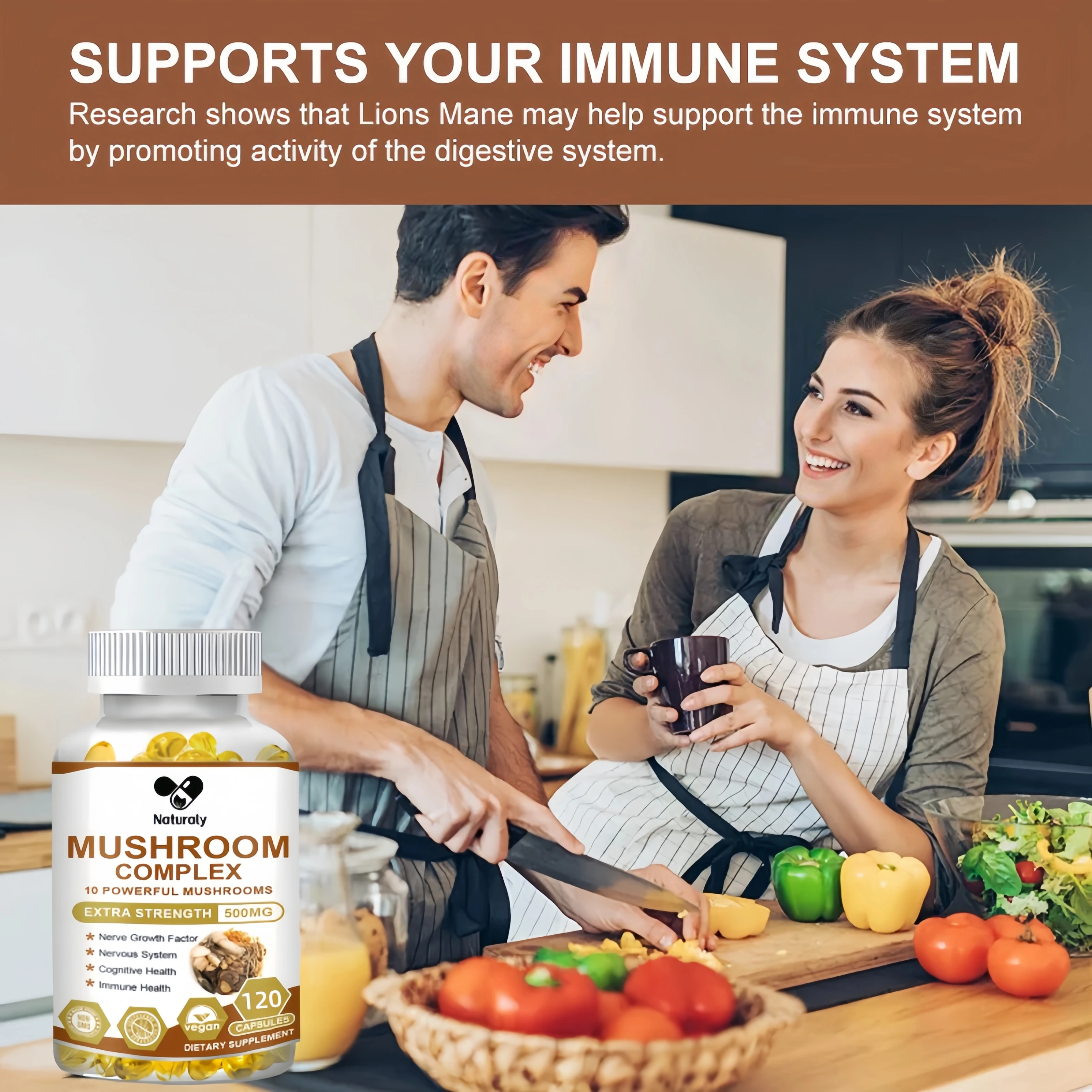 10 Complex Mushroom Capsules Coffee Substitute Energy & Boosting immunity Ganoderma lucidum extract supplement