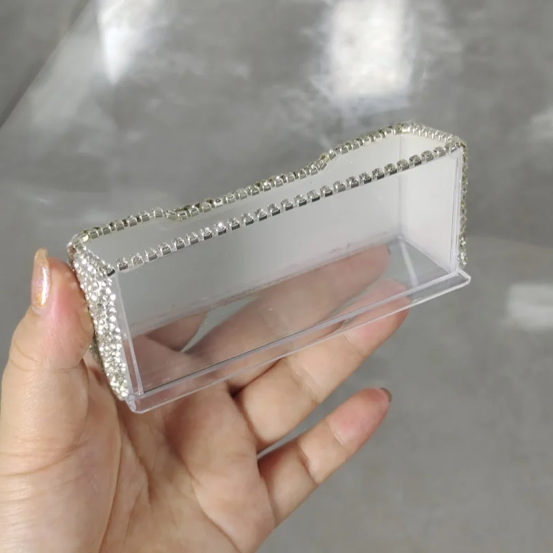 High-grade acrylic business card holder manual diamond-inlaid desktop office decoration large capacity card holder