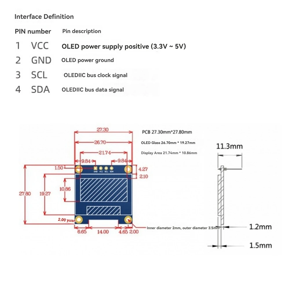 Active Phase For Raspberry Pi 0.96 Inch OLED I2C SSD 4Pin Module with Case LCD Screen Display CPU Temperature for Arduino STM32