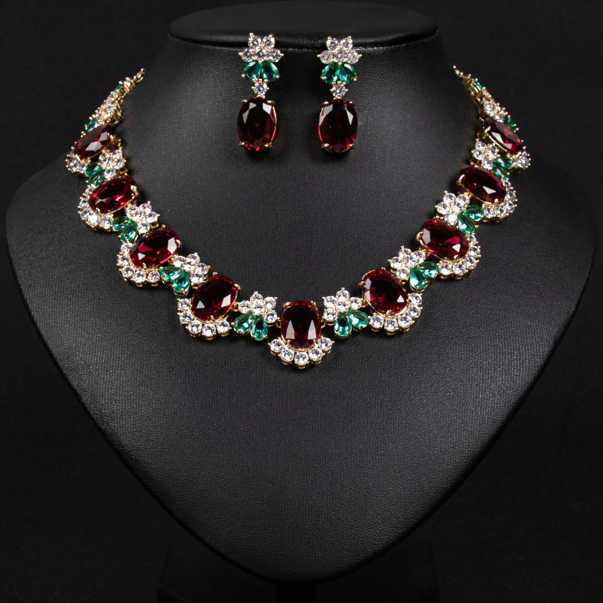 Lindo super brilhante aaa zircônia lágrima colar brincos feminino conjunto de jóias vestido festa nupcial acessórios de casamento M-295