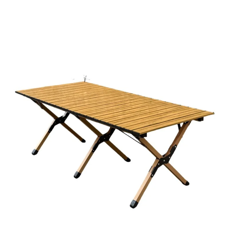 

Camping Roll Top Egg Table with 4 Reinforcing Ribs, Thick Legs & Extra Thick Tabletop, Portable Foldable Outdoor Picnic Table