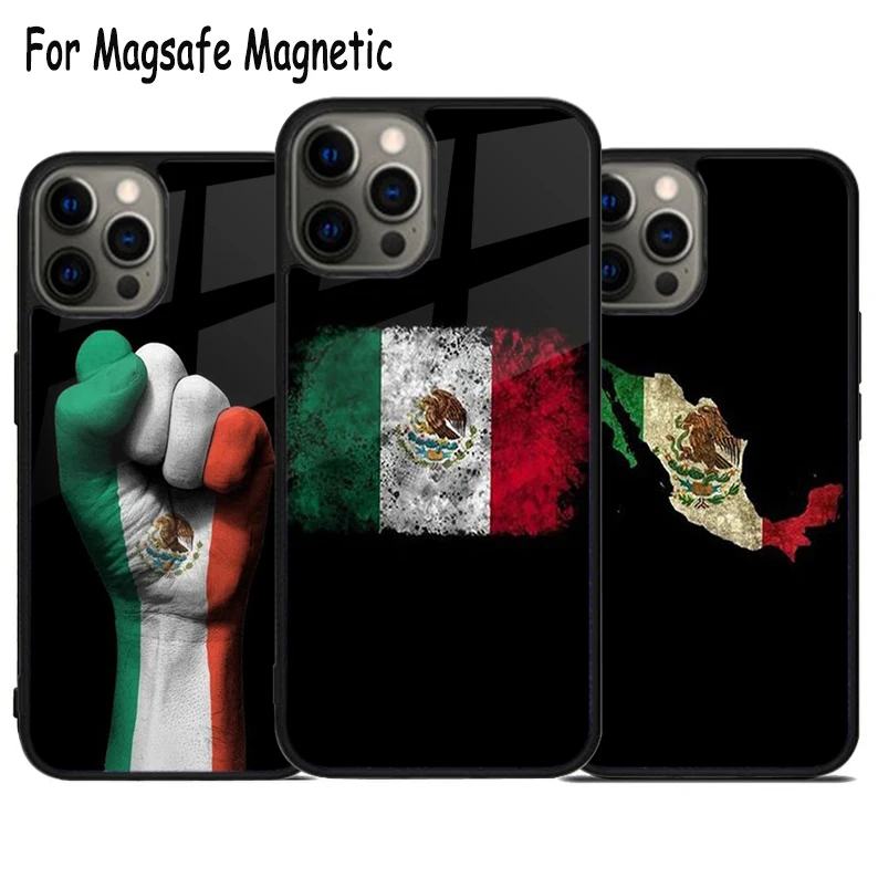 

Магнитный чехол-бампер Magsafe для iPhone 15 16 14 13 11 12 Pro Max Plus с национальным флагом Мексики и беспроводной зарядкой