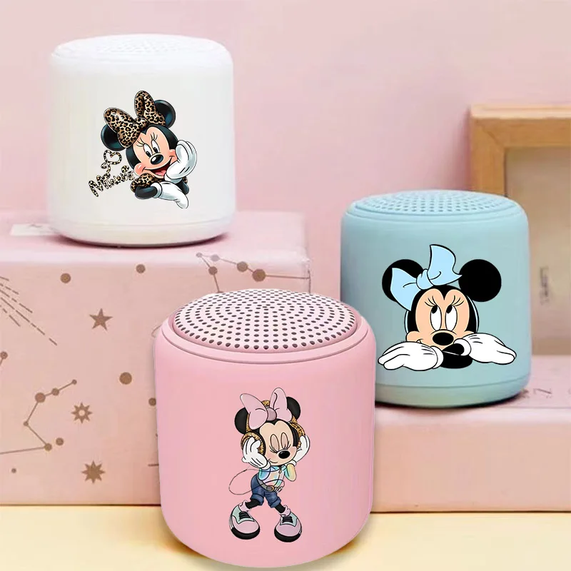 Disney Mickey Minnie Mouse Mini Portable Car Audio Music Stereo Cartoon Dazzling Wireless Bluetooth Subwoofer Speaker Microphone