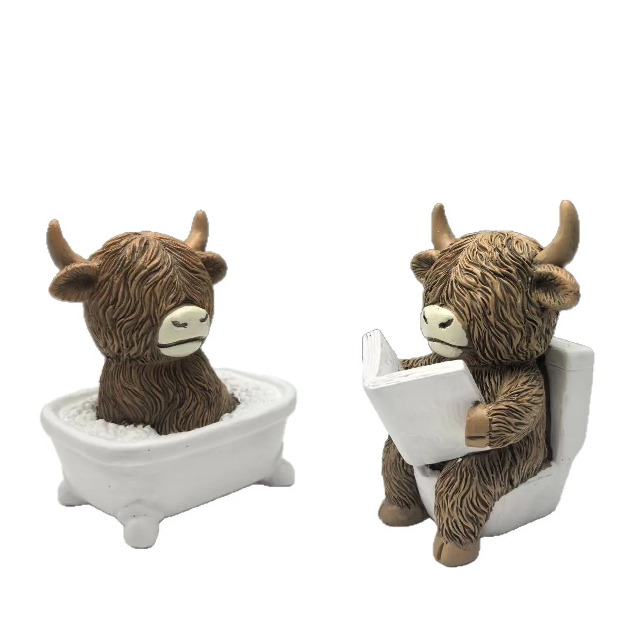 1/2PCS Highland Cow Figurines Highland Cow Gnomes Resin Statue Calf Gifts for Home Garden Kitchen Office Tiered Tray Table Decor