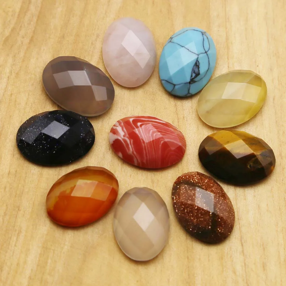 13x18MM Natural Stone Multicolour Section Oval CAB CABOCHON Beads Jewelry Clothes Accessories Gift Wholesale 20Pcs Free Shipping