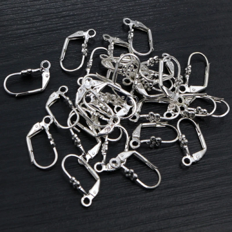 20*10mm 50 sztuk wysokiej jakości 3 kolory Plated kwiat mosiądz francuski kolczyki haki ustawienia drutu ustawienia bazowe cała sprzedaż — zdjęcie 6