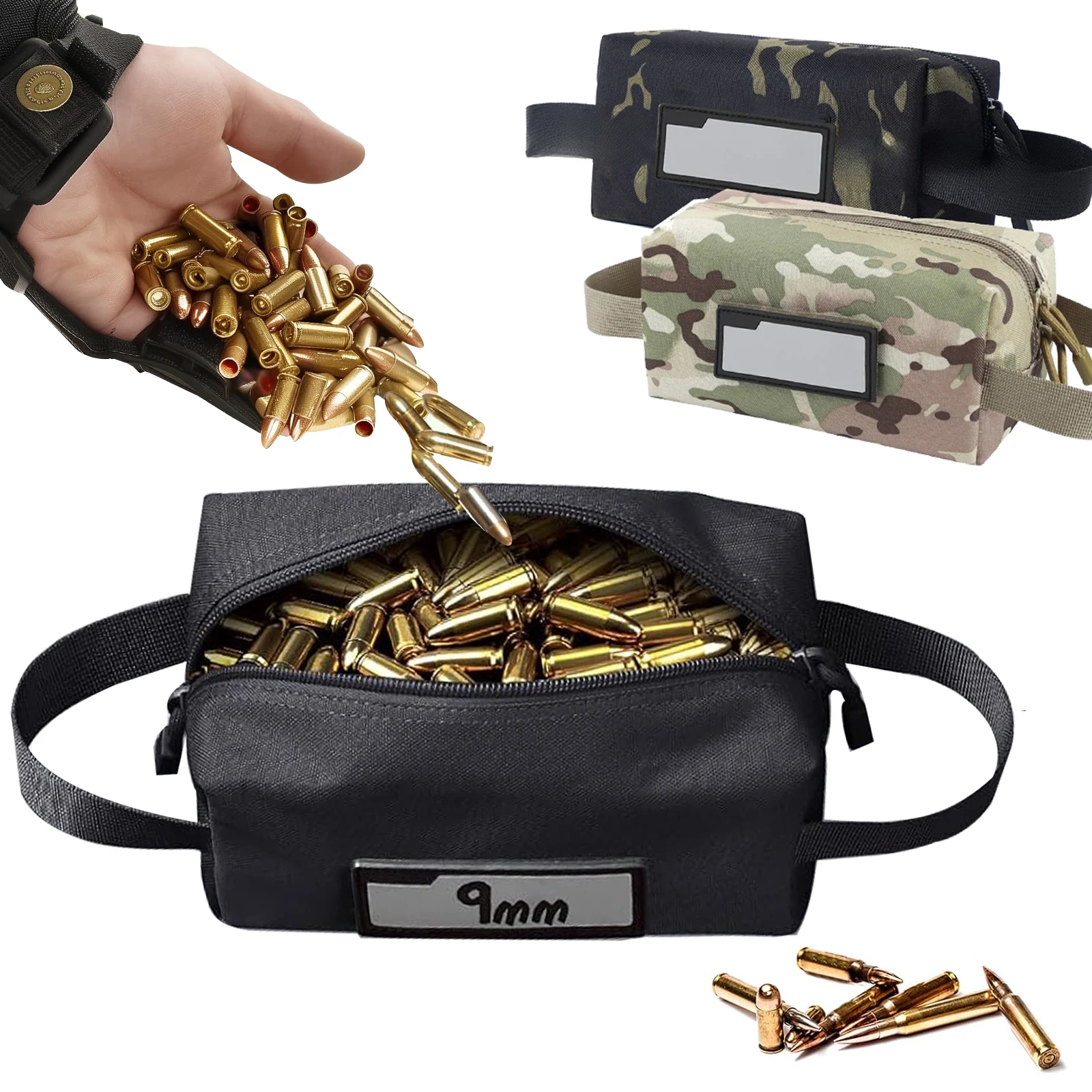 

Tactical Ammo Bag Bullet Shell Box for Pistol Rifle Hunting Shooting Ammunition Cartridge Storage Case EDC Tool Pouch with Patch