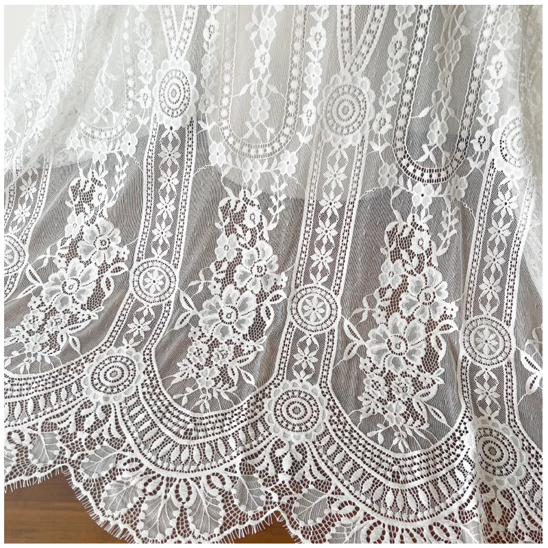 Thick Soft Lace Fabric for Wedding Dress, Eyelashes Pressure Yarn, Geometric Flower Decoration Accessories, New Style