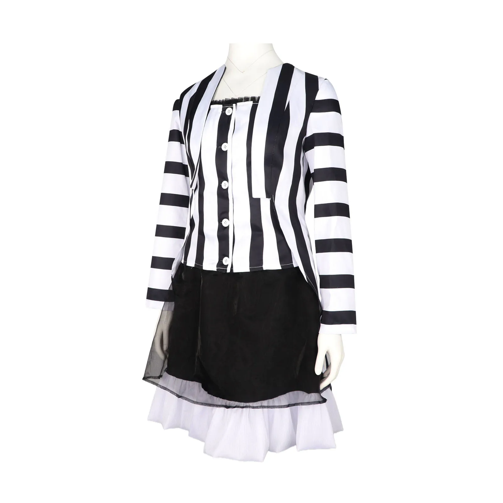 خنفساء تأثيري حلي المرأة فستان أبيض وأسود مخطط زي هالوين الزي