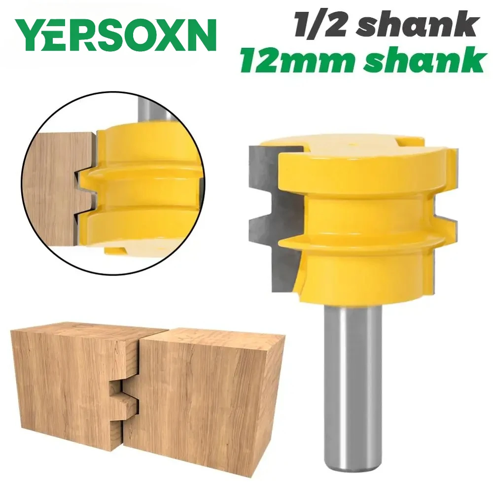 1PC Glue Joint Router Bit-Medium Reversible Woodworking Chisel Cutter Tool - 1/2" 12mm Shank Tenon Cutter for Woodworking Tools