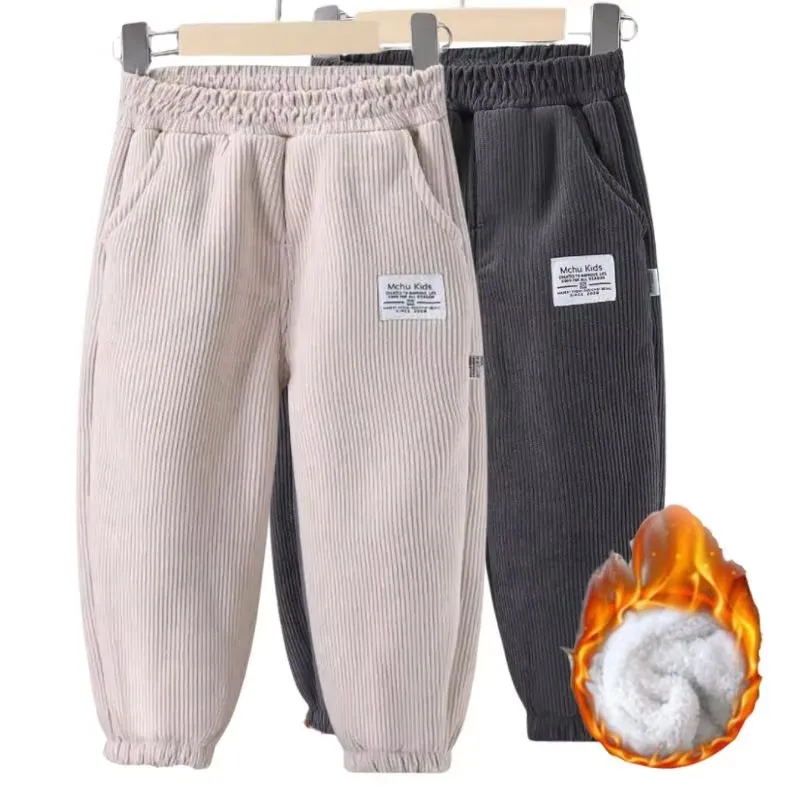 

Флисовые теплые штаны для мальчиков, зимние детские толстые бархатные брюки, детские длинные хлопковые штаны с подкладкой, осенние новые вельветовые штаны для подростков