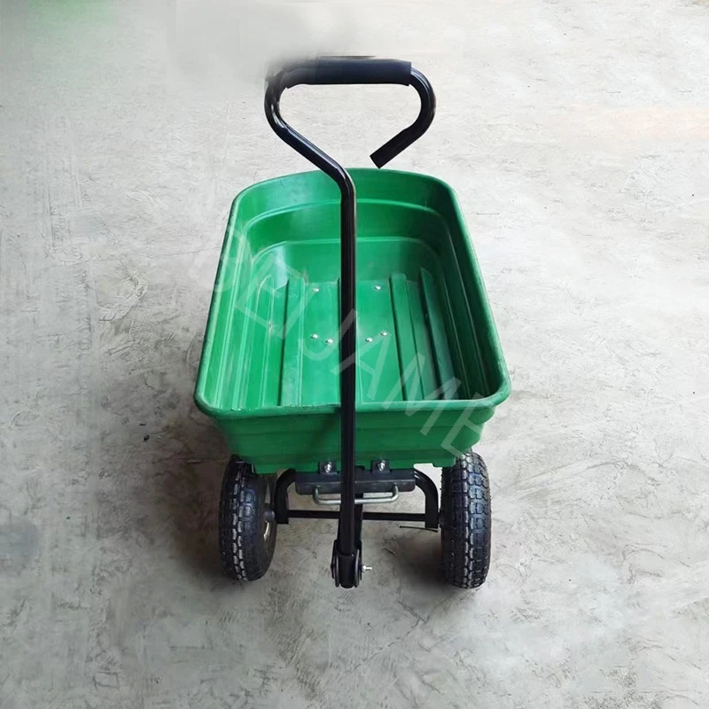Carretilla de Jardín Agrícola de 75L, Carretilla de Mano Resistente Verde, Carretilla de Transporte Manual para Campo