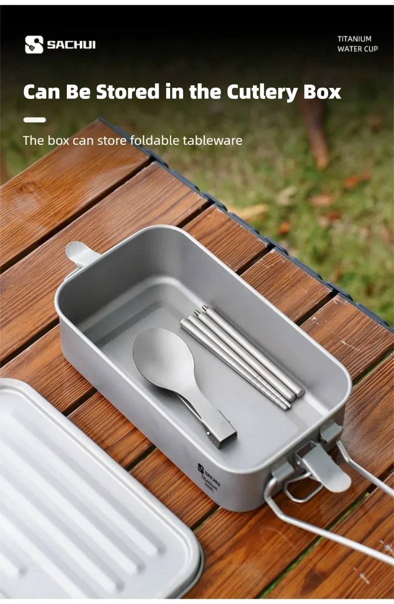 Einschichtige Lunchbox aus reinem Titan für Outdoor-Camping, langlebige, versiegelte Mahlzeitenbox, leichte, tragbare Bento-Box, Lebensmittelbehälter für zu Hause – Detail 9