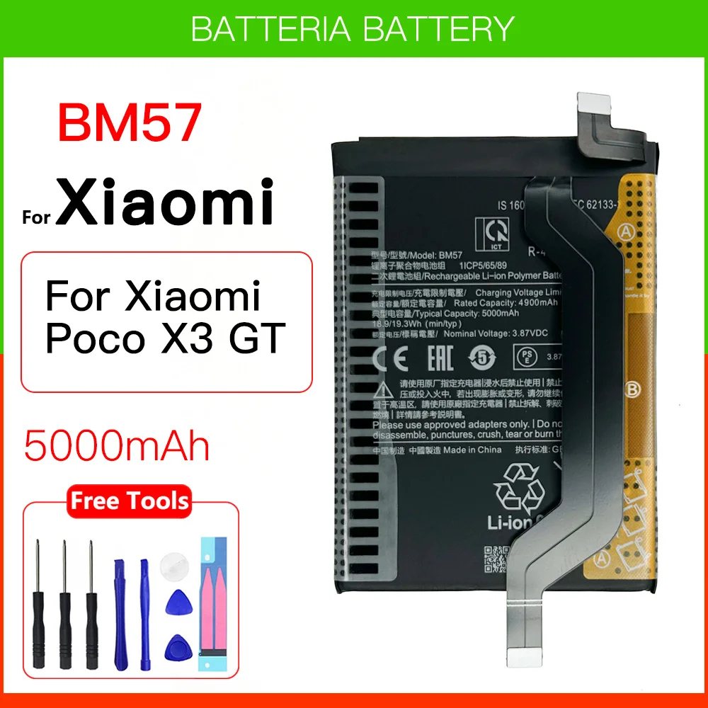 Original  Genuine 5000mAh Replacement Battery BM57 For Xiaomi Mi Redmi Note10 Pro Mobile Phone Batteries Battery + Free Tools