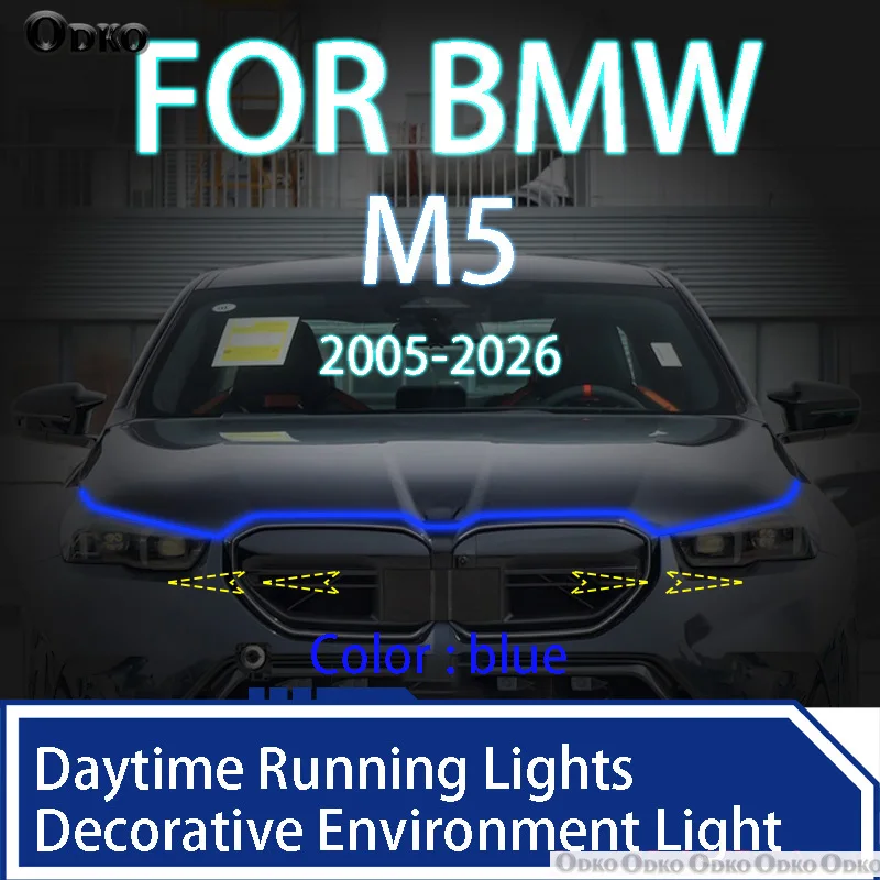 

Для BMW M5 2005-2026 Новое обновление светодиодных дневных ходовых огней сканирования капота автомобиля DRL направляющая декоративная лампа окружающего света 12 В