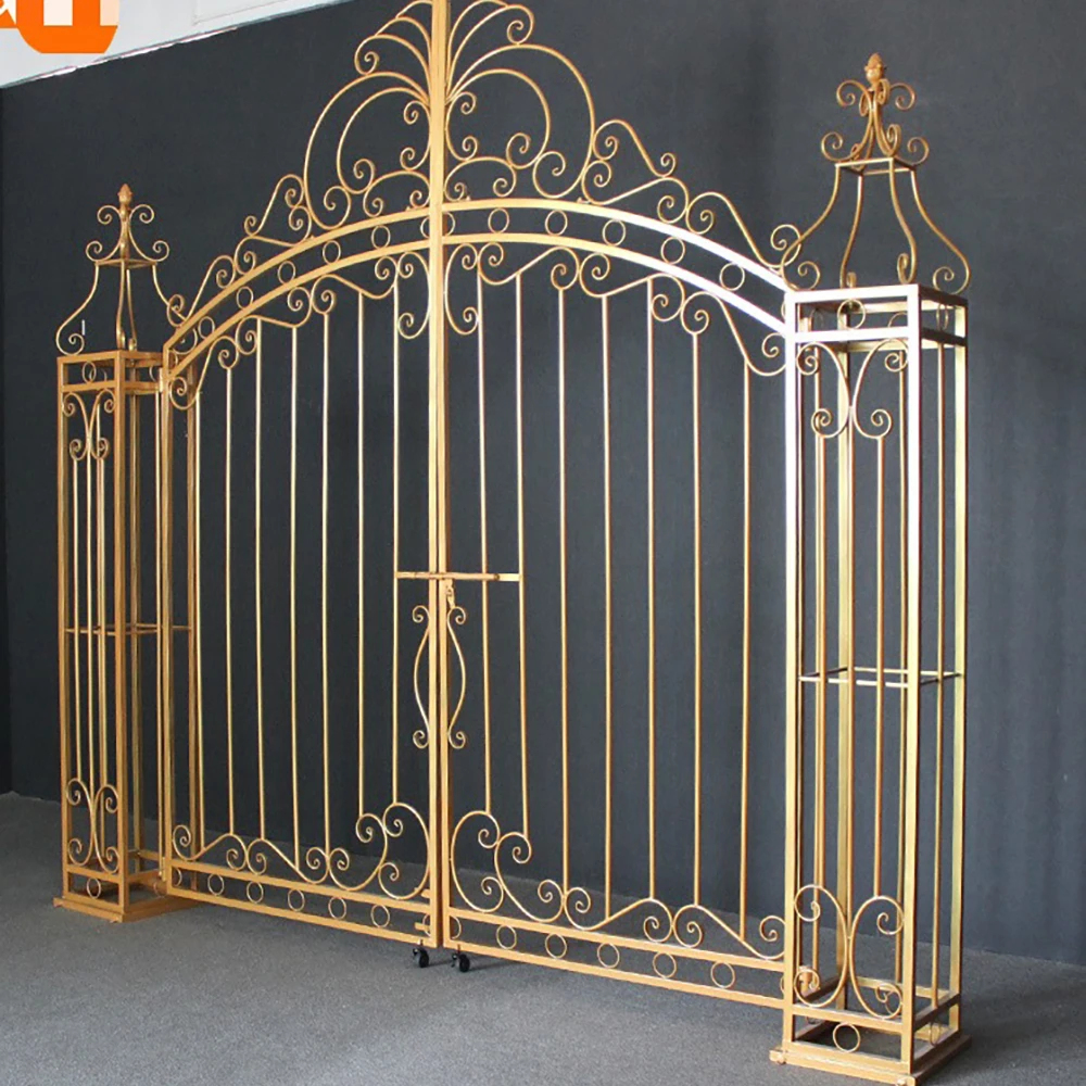 Luxury Wedding Ceremony Arch Gate Door Shape Metal Wedding Backdrop On Sales