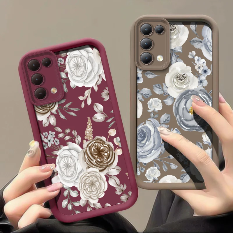 حافظة لهاتف Xiaomi Redmi A 5 A5 4G غطاء لوحة على شكل زهرة لهاتف Redmi A3 Pro A2 Plus A1 + فاخر مقاوم للصدمات غير لامع ناعم Fundas