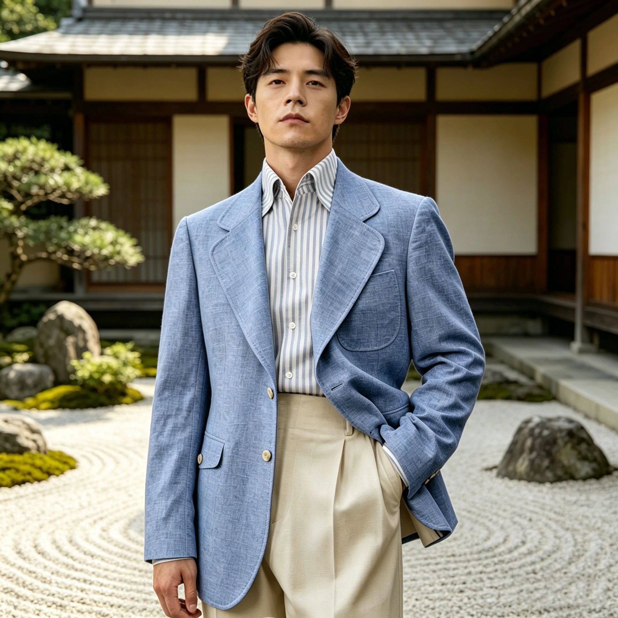 Men's Linen Blazer Casual Business Suit Jacket Single Breasted Notch Lapel Sport Coat Breathable Summer Wear for Wedding Party image 4