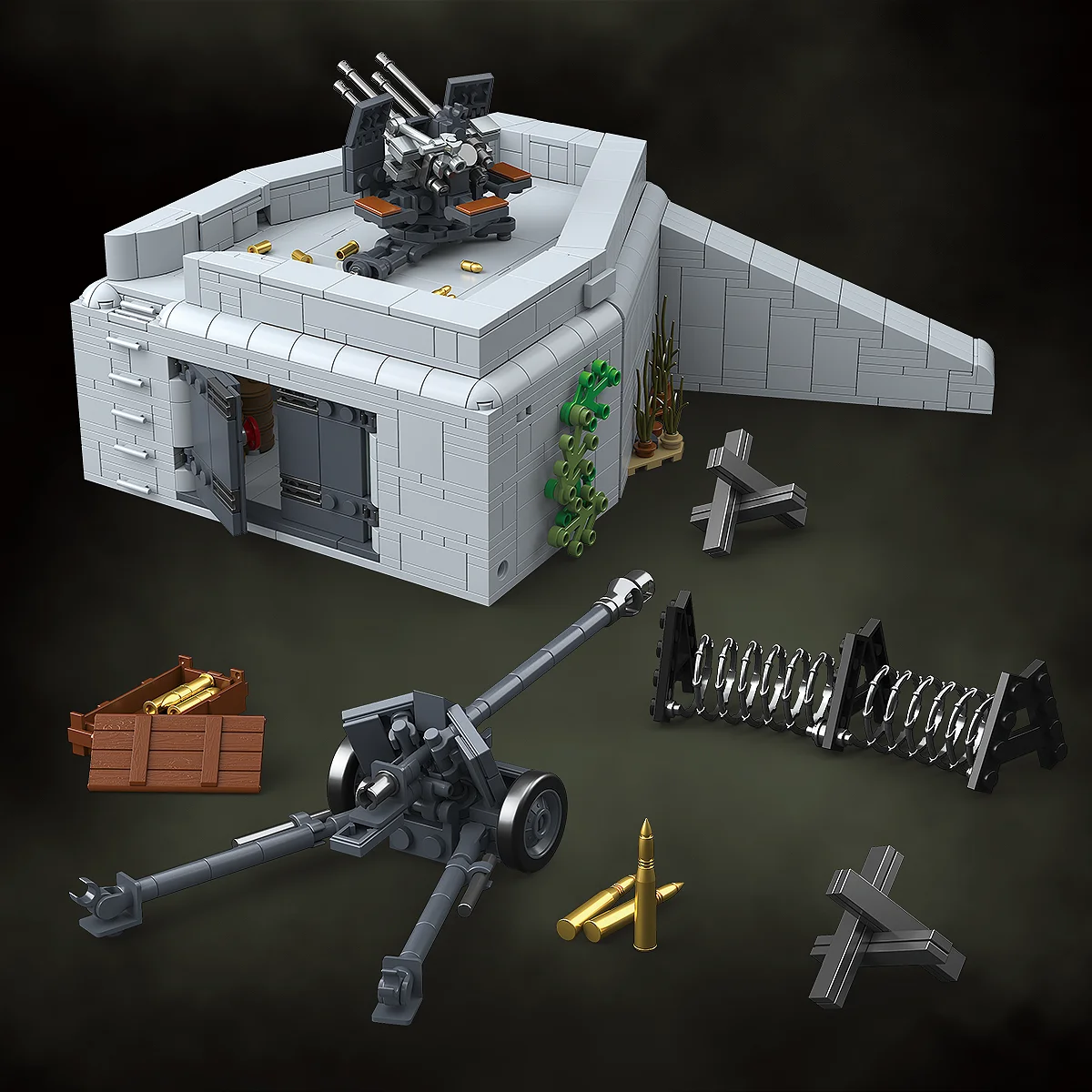 Ww2  Atlantikwall  World War II German Army Building Blocks Ruins Block Model of The Urban Battle Bricks Collection Model Toys