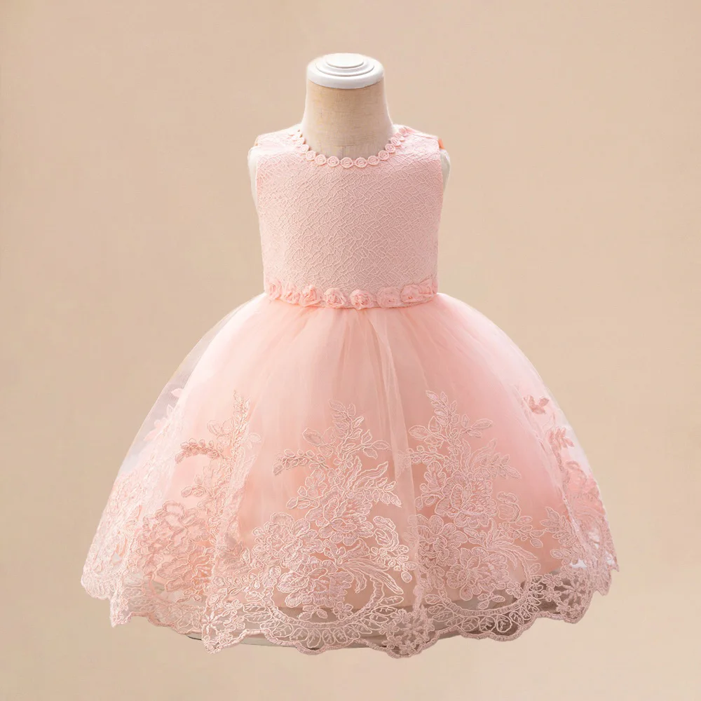 Flower Baby Girls Princess Christening Dress Gown For Kids Birthday Korean Style Fashion Cute Floral Princess Formal Children