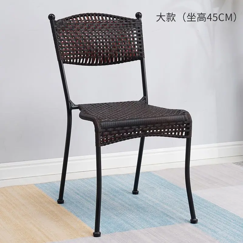 Backrest small stool rattan chair tall stool plastic wrought iron single woven adult household bamboo chair