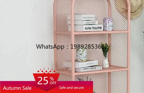 

living room shelf wrought iron mesh multi-layer storage frame bedroom bedside sofa floor bookshelf