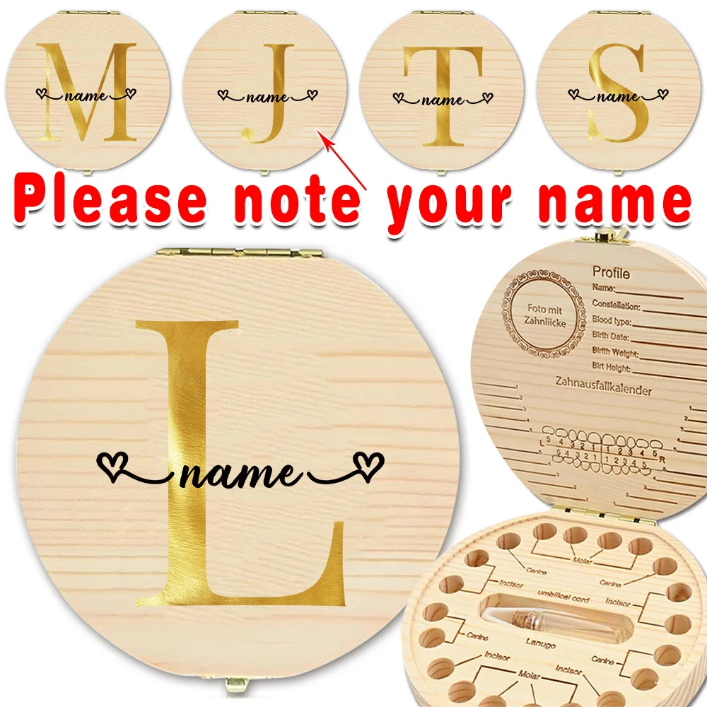 

Customized Name Baby Lost Tooth Organizer Box Wooden Kid Keepsake Teeth Case Children Milk Teeth Souvenir Personalized Recording