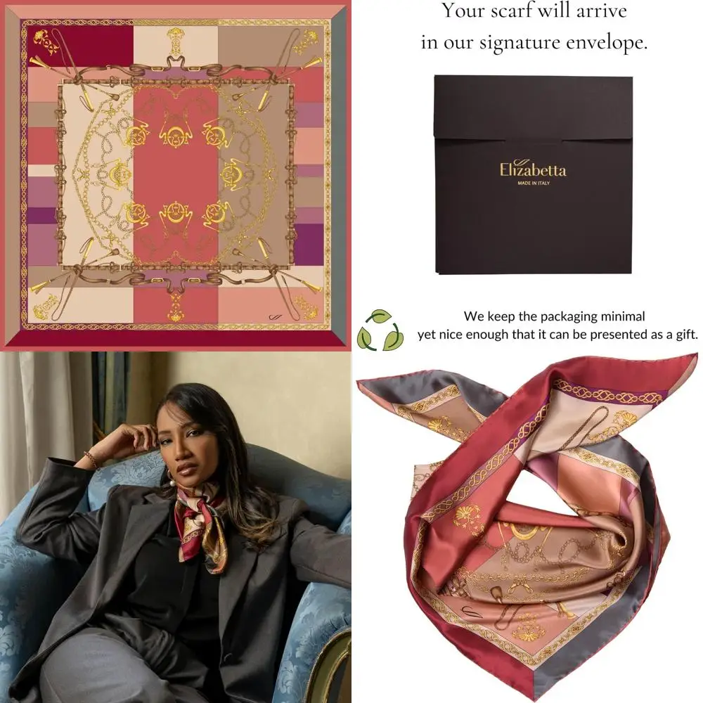 Italienische quadratische Schals aus 100 % Seide – Luxus-Damenschals, 35 cm, hergestellt in Italien, Modeaccessoires