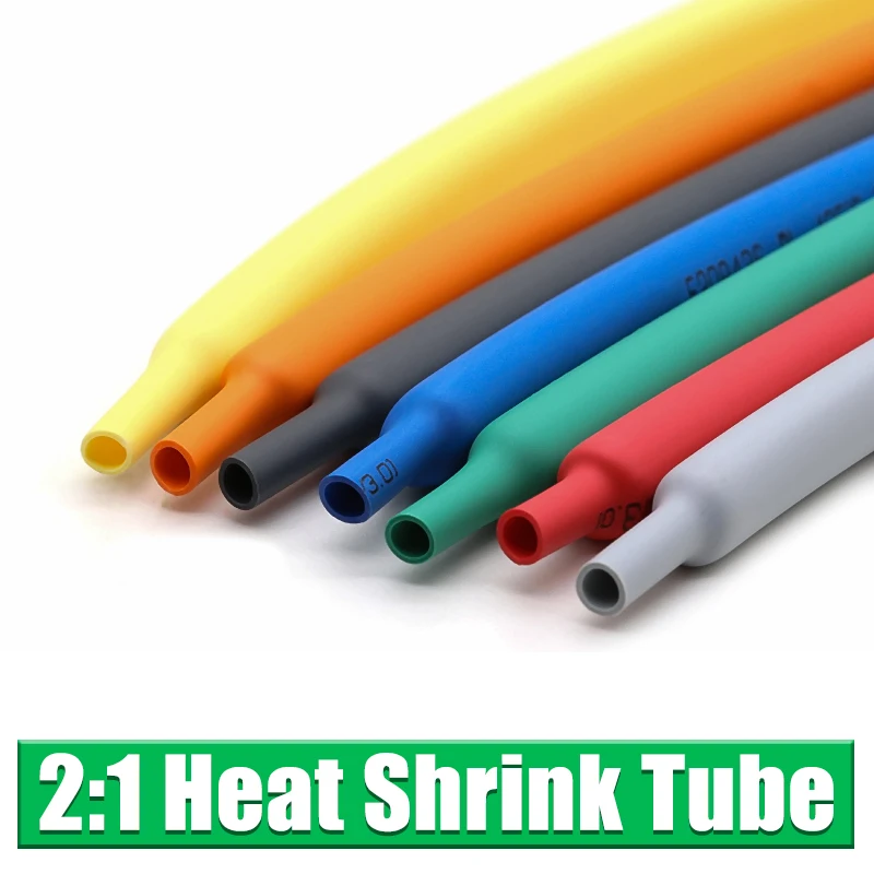 1/2/5M 2:1 Heat shrink Tube Dia1 2 3 4 5 6 8 10mm Insulation Shrinkable Wrap Sleeving Connector Repair cable protector Tube