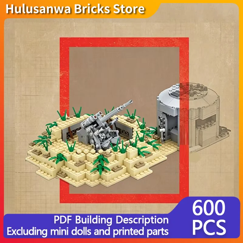Coastal Defense Battery Model MOC Building Bricks War Equipment Modular Technology Gifts Holiday Assemble Children Toys Suit