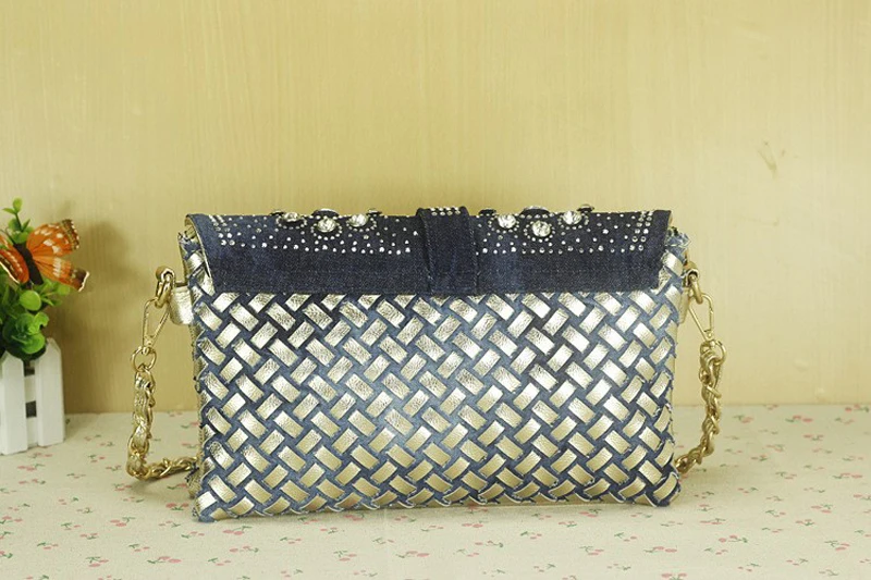 Diamond Small Luxury Purse And Handbags 2023 New Women Tote Bag Designer Rivet Jeans Bag Denim Shoulder Crossbody Clutch Sac