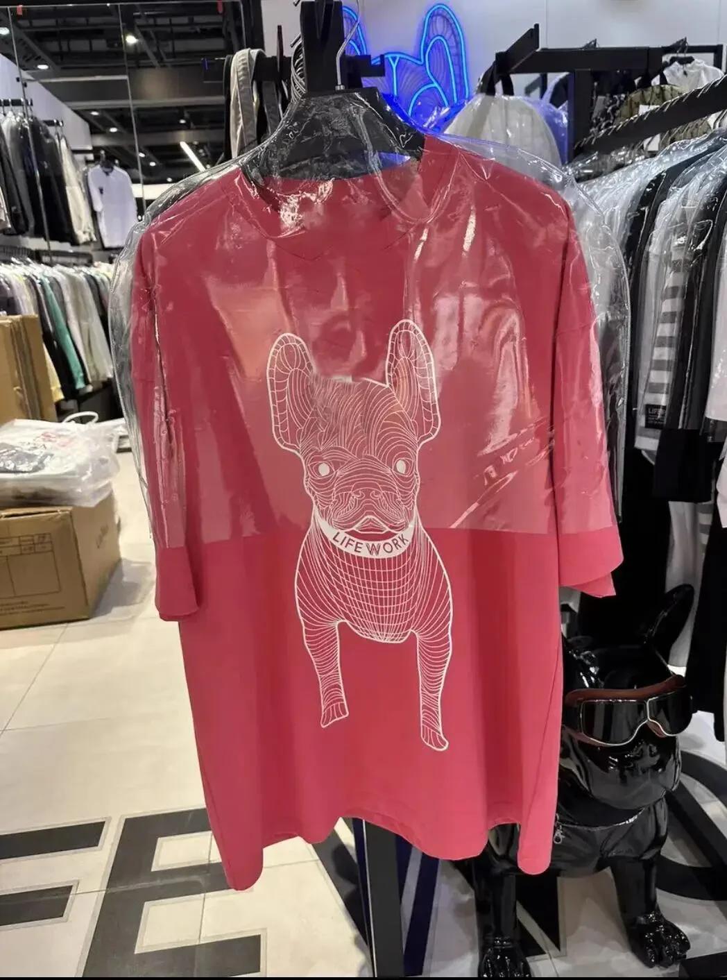 Camiseta de manga corta de gran tamaño para hombre y mujer, 100% de algodón, con estampado de perro, moda de alta calidad, Corea, 2024