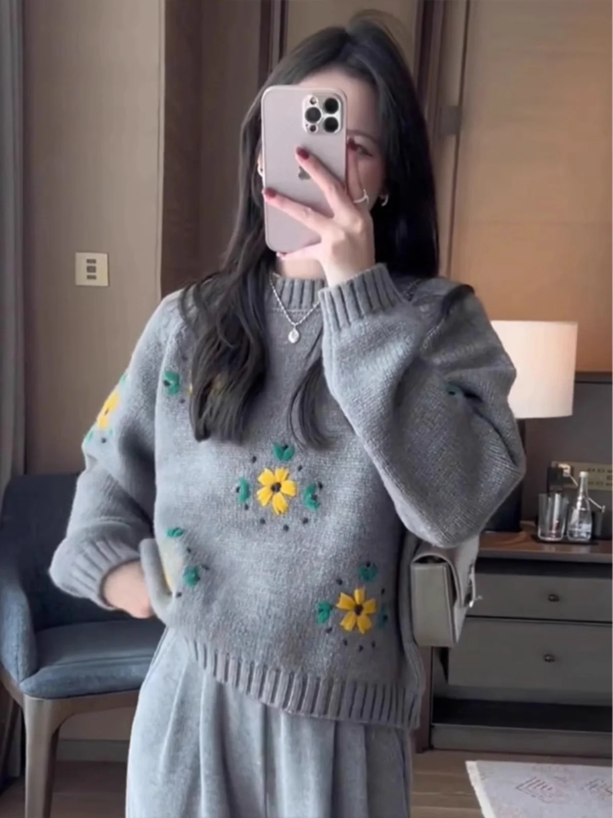 

Премиальный свитер ручной вязки для женщин, маленький размер, осенне-зимний, мягкий, свободный, с круглым вырезом, базовый вязаный топ