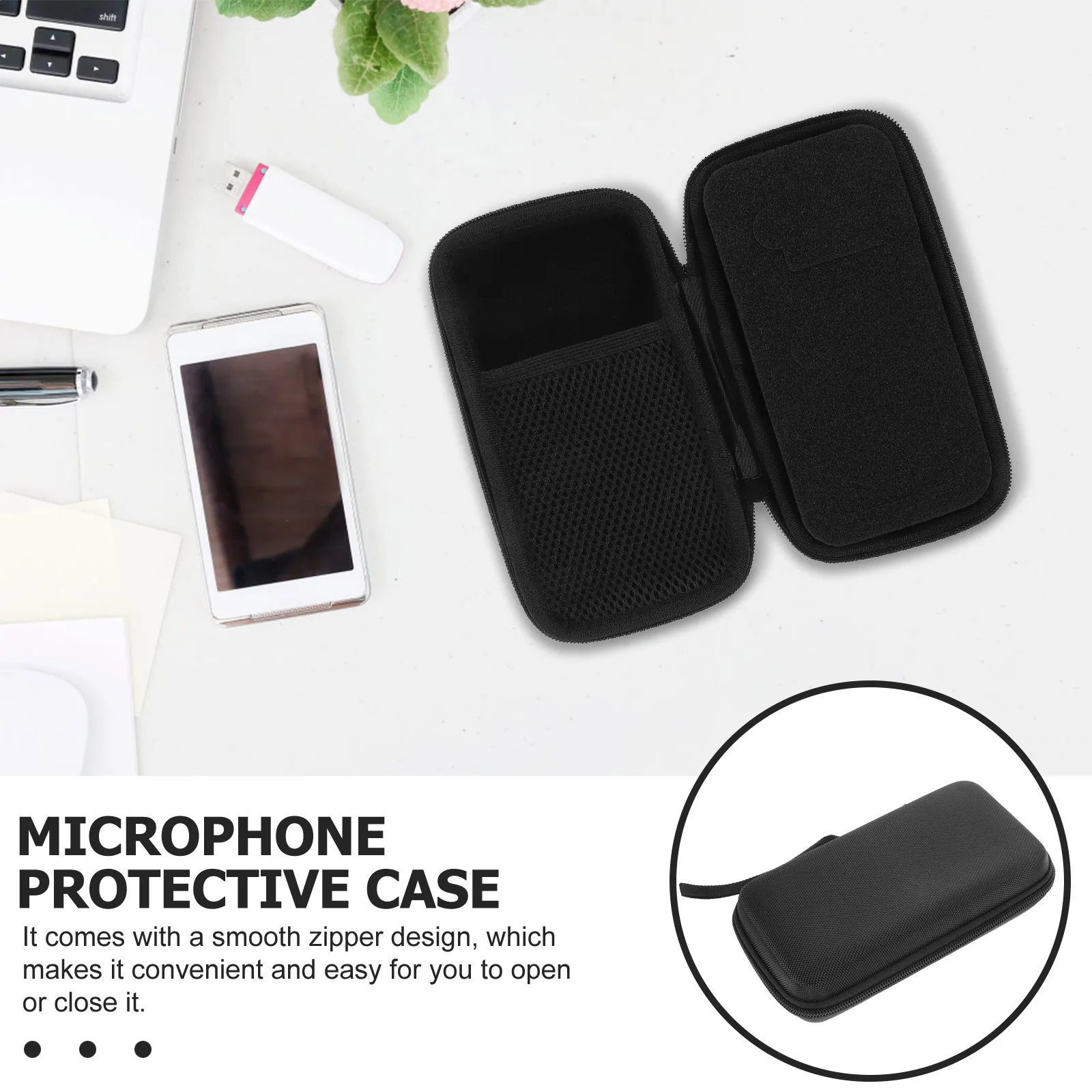 

Lapel Microphone Protection Box Case Holder Storage Carrier Lightweight Microphones Bag Padded Fabric with Foam Miss for Trip