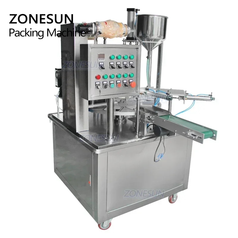 ZONESUN Macchina per il riempimento e la sigillatura di tazze completamente automatica ZS-GF900I kcup Confezionatrice rotativa per bevande alimentari per acqua alimentare