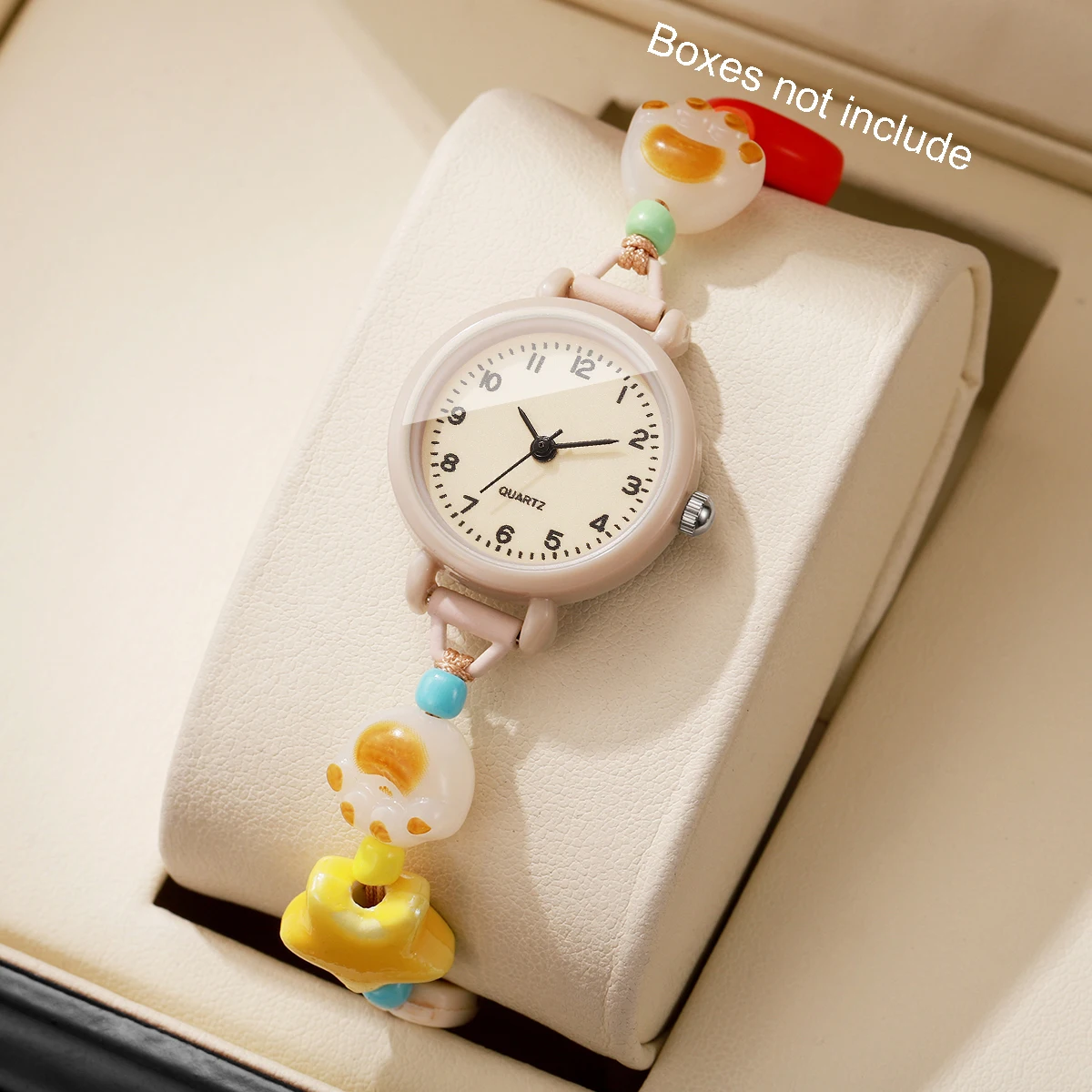 Fashion Small Arabic Dial Women Watches Candy Color Beads Strap Ladies Quartz Wristwatch Reloj Mujer Girls Clock (Without Box)