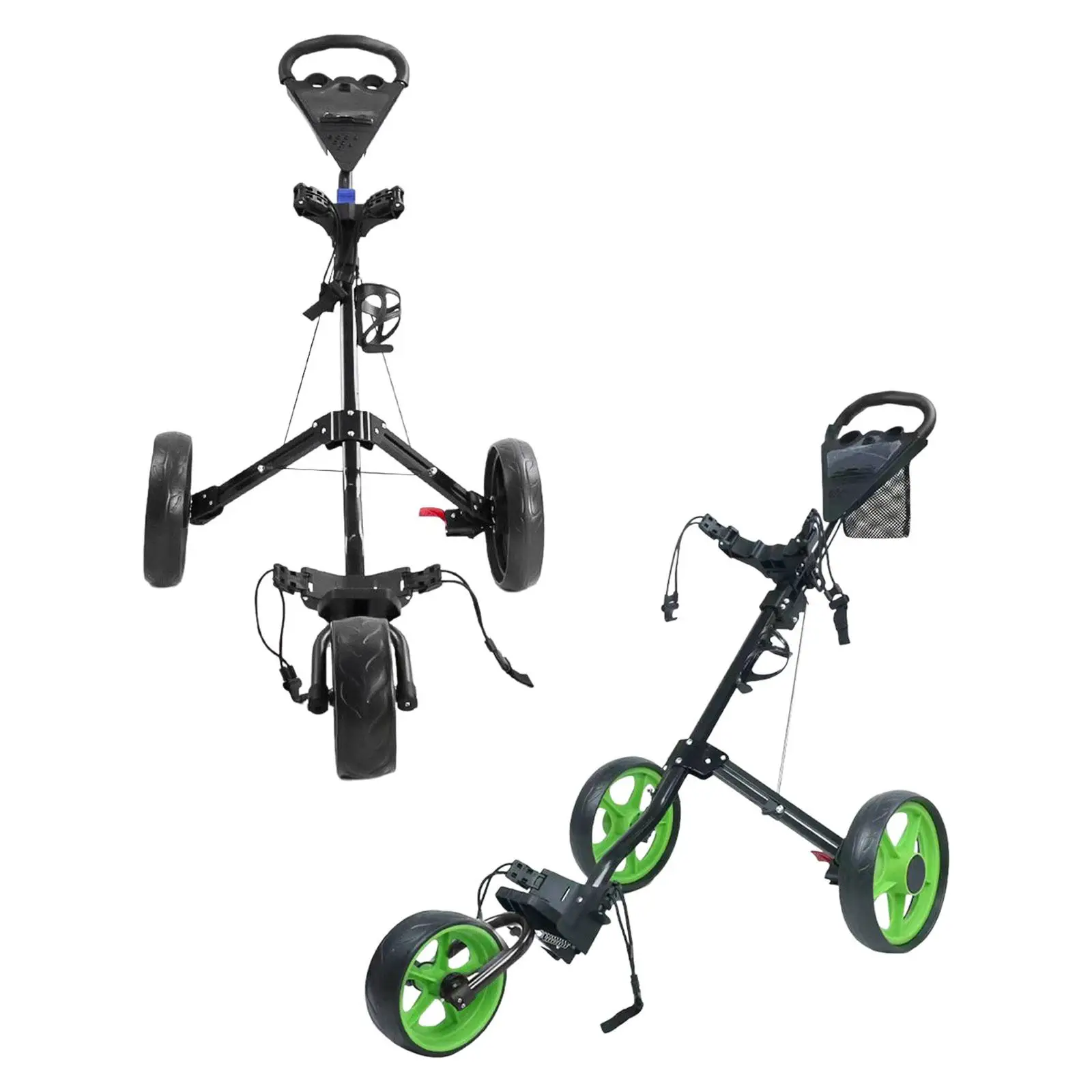 Golf Push Trolley Lightweight 3 Wheel Caddy Cart for Golf Bag Foldable Push Pull Golf Cart Golf Bag Carrier Cart Golf Pull Cart