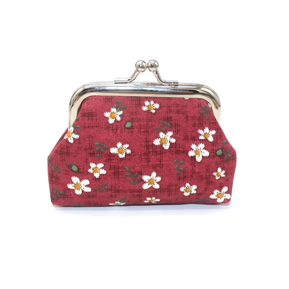 

Flower Print Vintage Retro Lady Women Clutch Bag Small Wallet Money Clip Coin Purse
