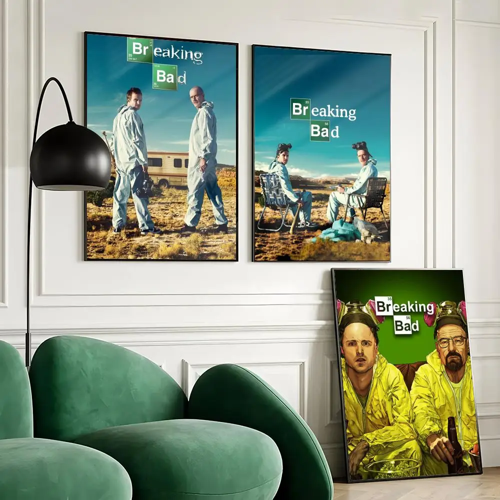 B-Breaking Bad TV Poster Stickers Painting Mural HD Wall Decals for Bedroom Living Room Home Self-Adhesive Decor Gift