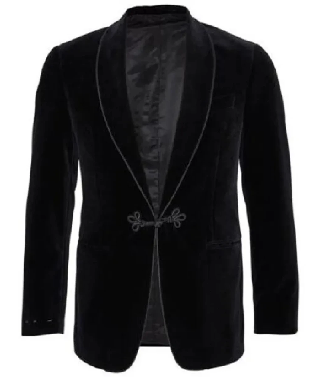 Gentleman Black Velvet Men Blazer 1 Piece High Quality Shawl Lapel Jacket New Arrival Slim Formal Male Costume Blazer