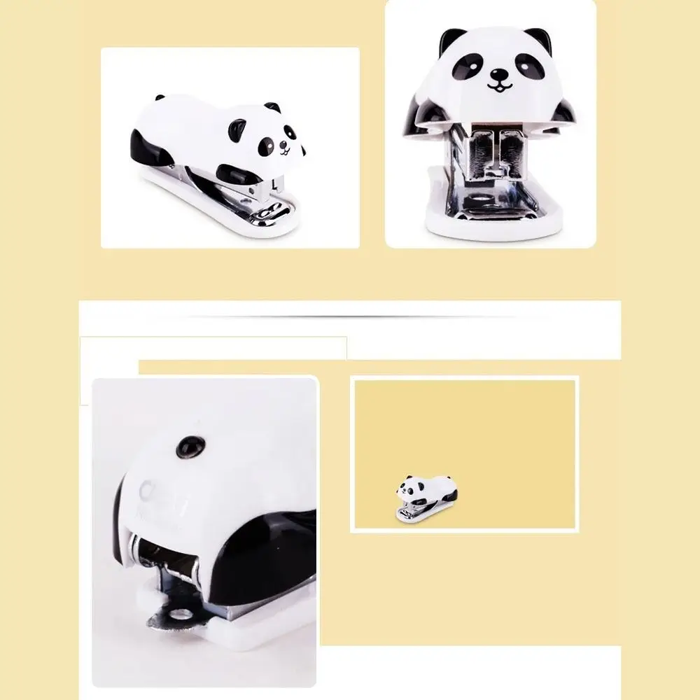 Stationery Cartoon Stapler Set Panda Shaped Mini Paper Binding Little Animals Portable Book Binder Students