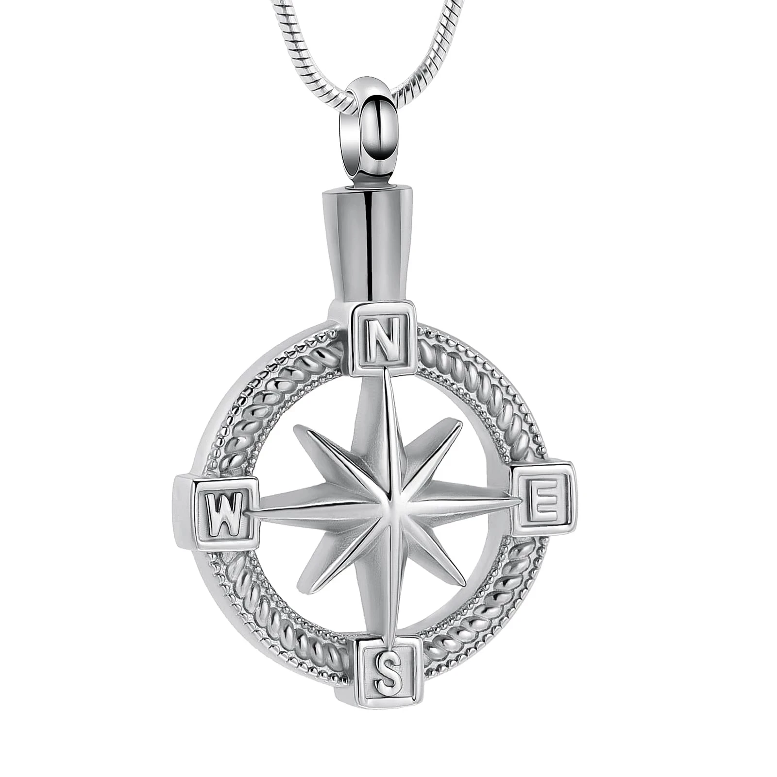 Stainless Steel Compass Cremation Jewelry Pendant For Human Pet Memorial Urn Necklace Ashes Holder Keepsake GIfts Women Men