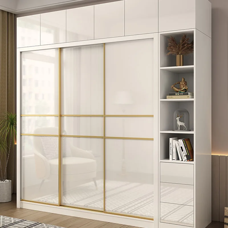 Dressers White Wardrobe Closet Wheel Sliding Door Italian Bed Heads Minimalist Filing Cabinets Vintage Armario Room Furniture image 2