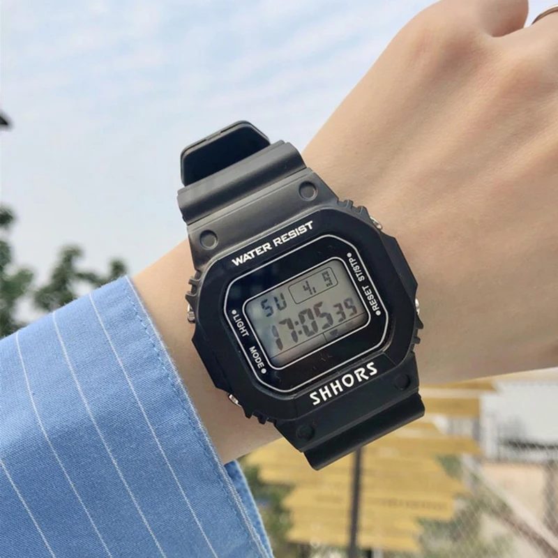 Moda transparente relógio digital quadrado relógios femininos esportes à prova dwaterproof água relógio eletrônico reloj mujer dropshipping