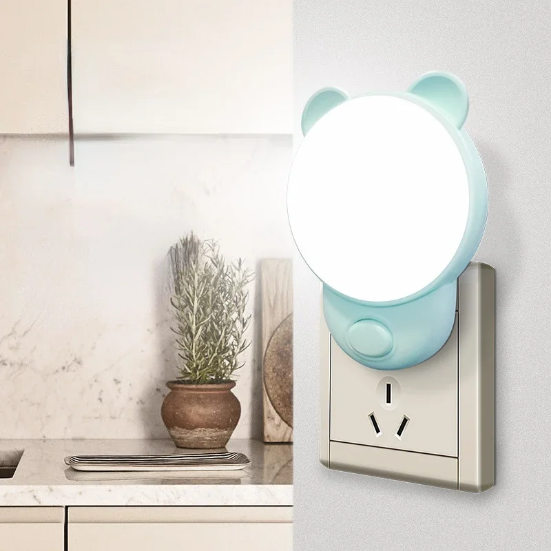 Little Bear Plug-in LED Night Light, Iluminação do Quarto, Luz Quente com Luz para Dormir, Decoração do Quarto, Novo, Interruptor Estranho