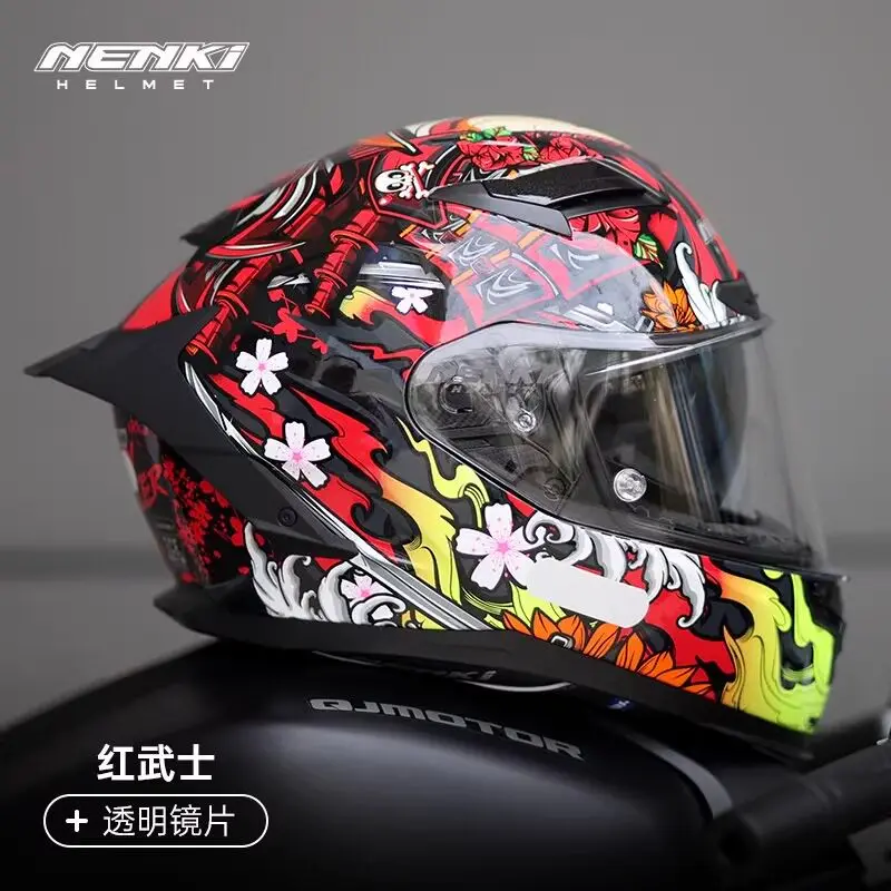 NENKI Full‑Face Motorcycle Helmet for Men Women All‑Season Riding Helmet with Dual Visor Sun Protection Large Rear Spoiler