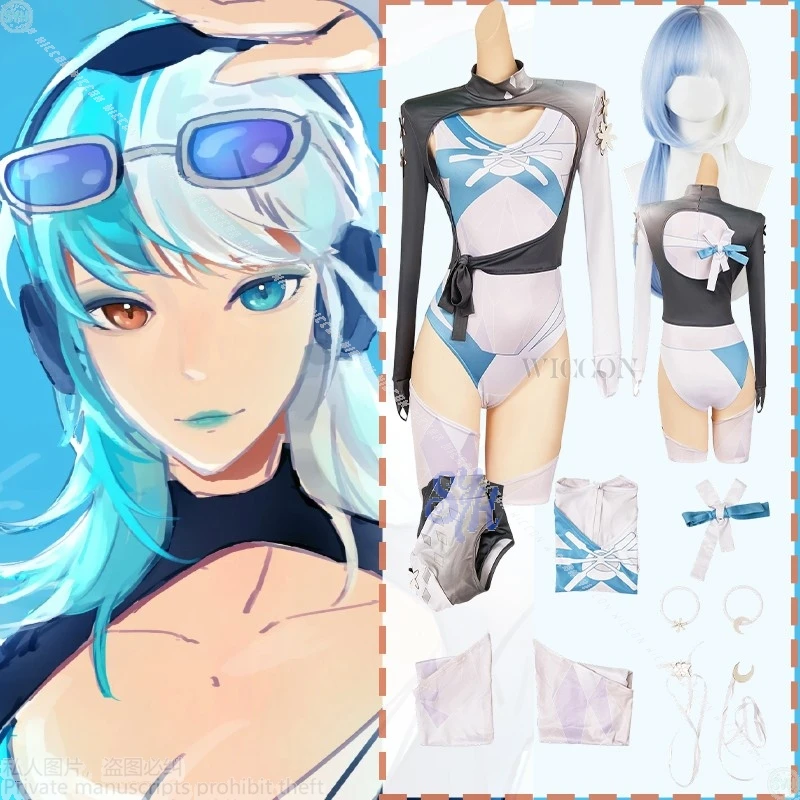 

Anime Game Rivals Cosplay Luna Cos Snow コスプレ Summer New Uniform Sexy Bikini Hollowed Out Jumpsuit Lovely Lingeries Halloween